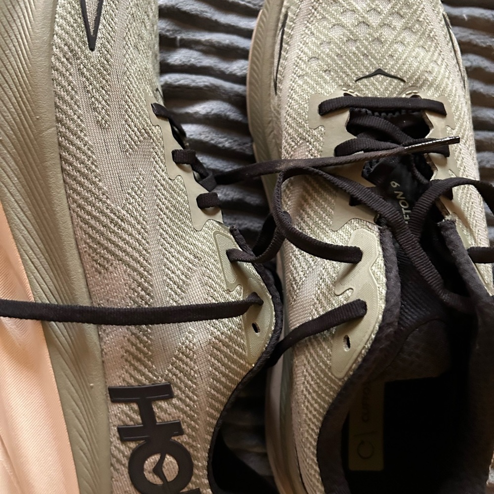 Hoka Cream, light green and Black Athletic Shoes